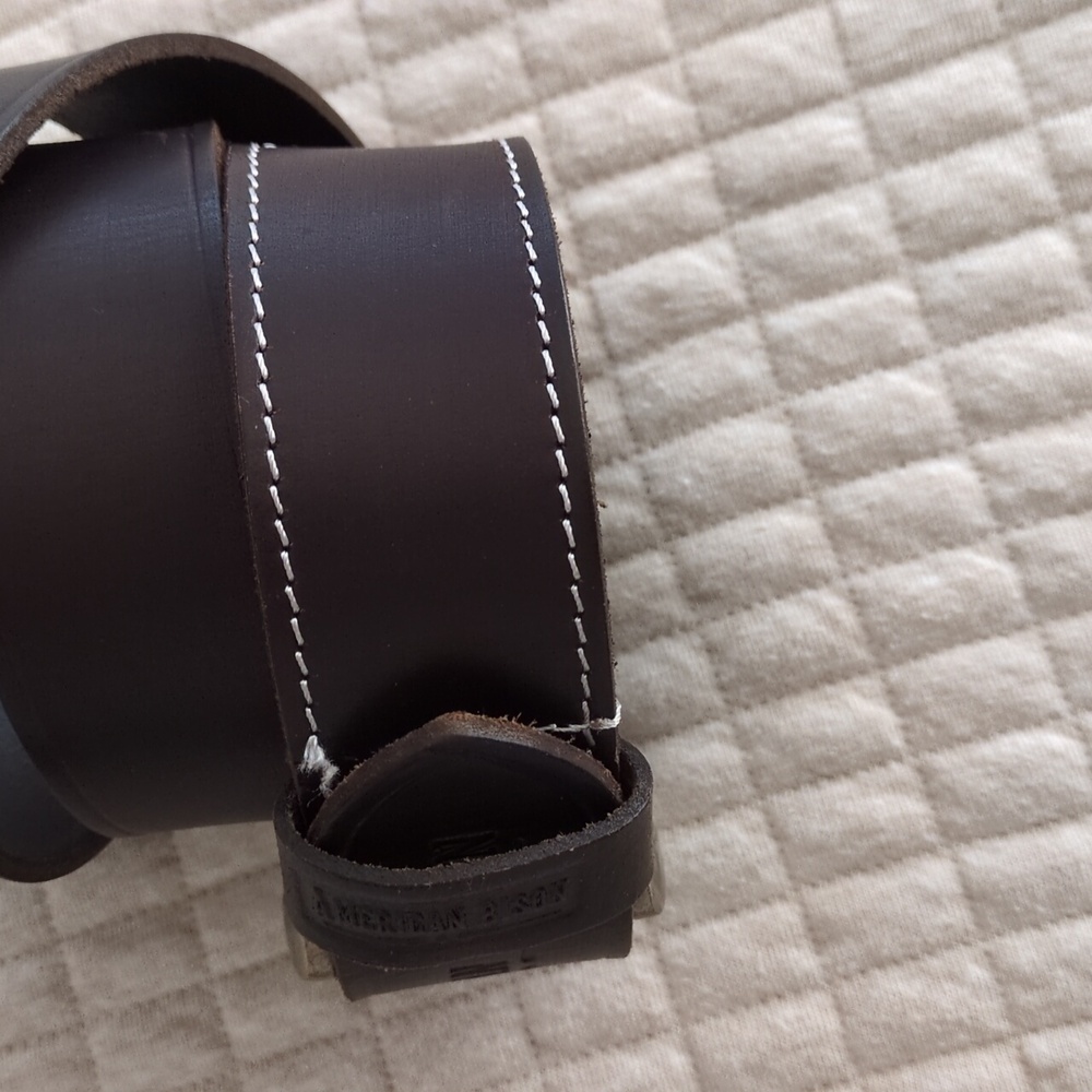 American Bison Dark Brown Leather Belt 36 - Picture 10 of 13